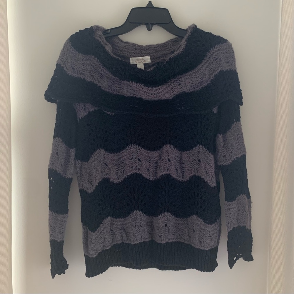 Black and Gray Crochet Sweater